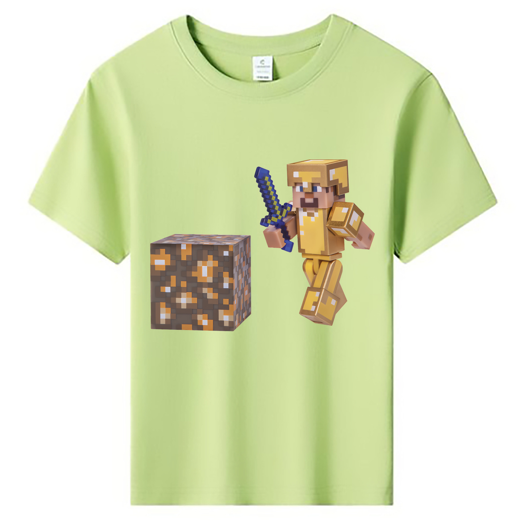 （画像用） マインクラフト ブロックの世界 Minecraft MC Block world 綿100％キッズTシャツ（フロントプリント）